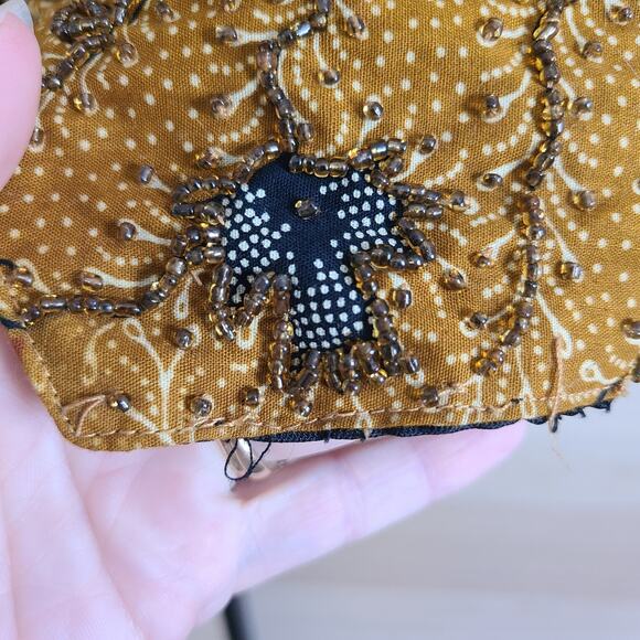 VTG Kenar Womens Gold Beaded Bird Floral Pattern Vest Size Small Tie Waistcoat - Picture 4 of 15